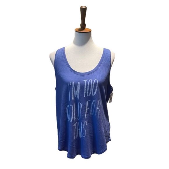 “I’m too Cold for This” novelty blue tank large - Picture 1 of 13